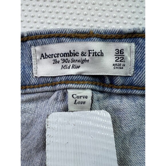 Abercrombie & Fitch Curve Love The 90s Straight Mid Rise Jeans Womens Sz 36/22L - Picture 3 of 8